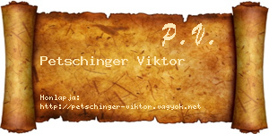 Petschinger Viktor névjegykártya